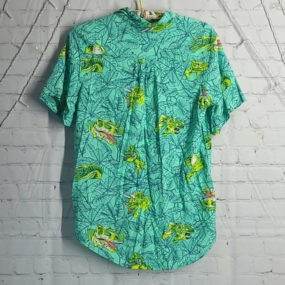 Cat & Jack Tropical Vibrant Dinosaur Dino Button Down Shirt Youth Size XL 16 - Picture 12 of 17